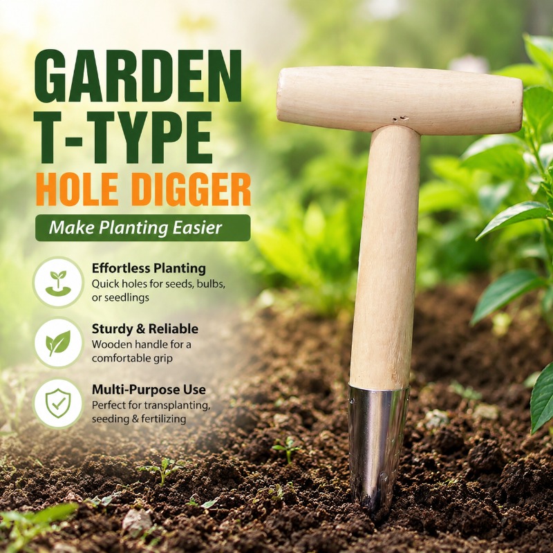T Shape Wooden Handle Garden D - Vegetable Transplanter 评论和价格