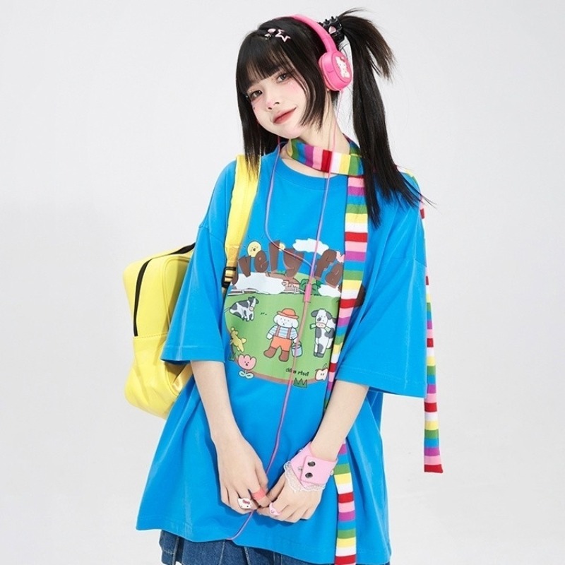 Y2K Aesthetic Oversized T-Shir - Farming Japan 评论和价格