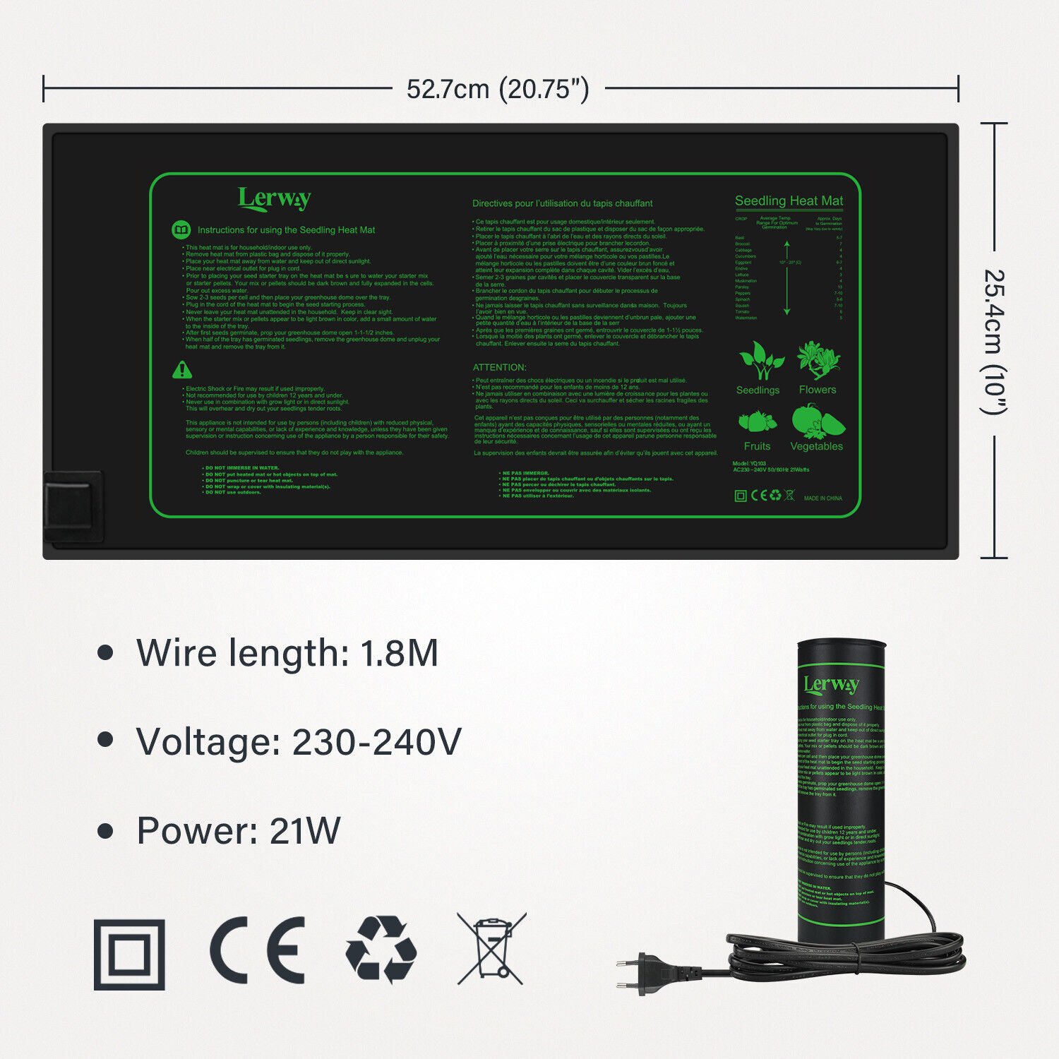 LERWAY 21W Seedling Heating Ma - Seedling Heat Mat 评论和价格