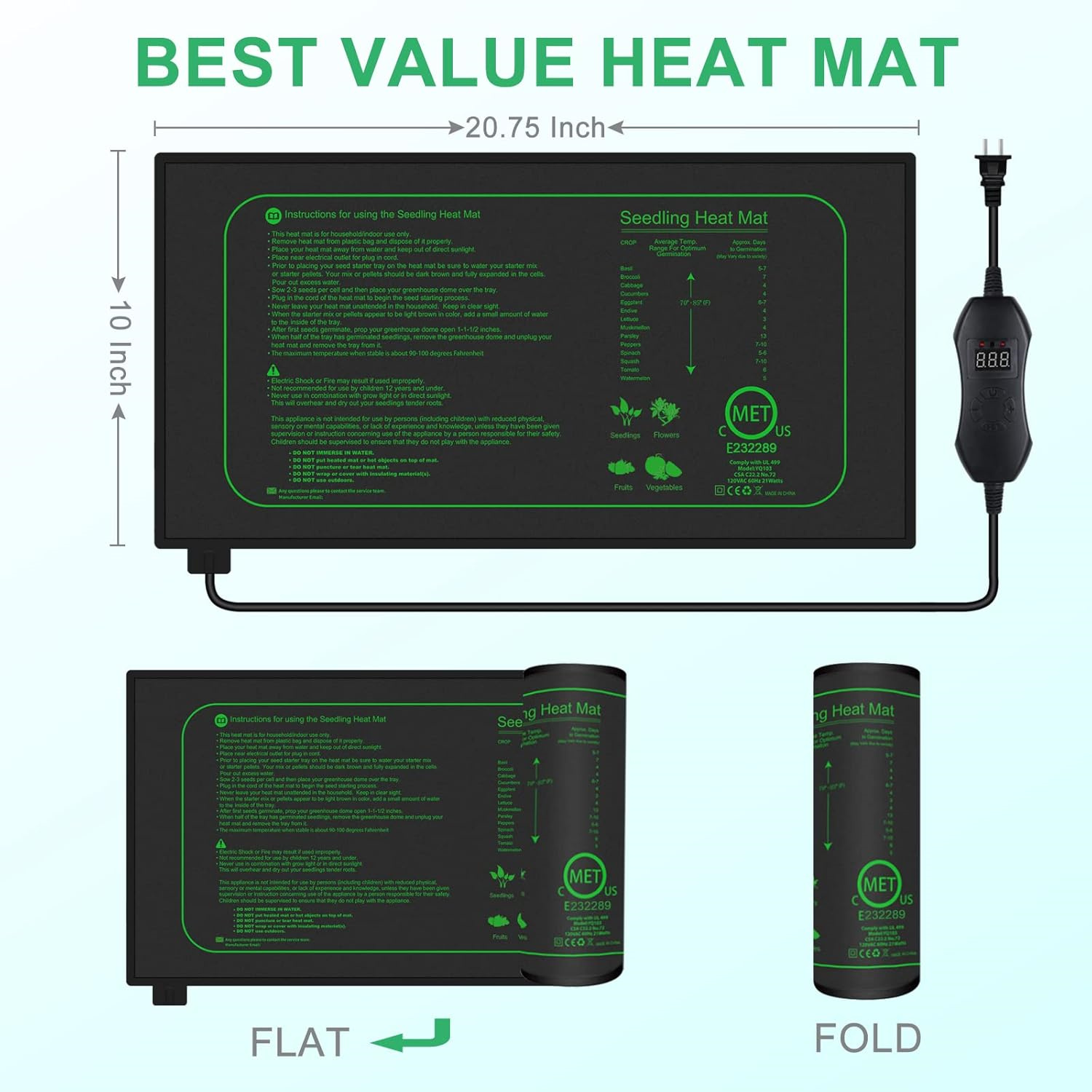 Seedling Heat Mat With Digital - Seedling Heat Mat 评论和价格