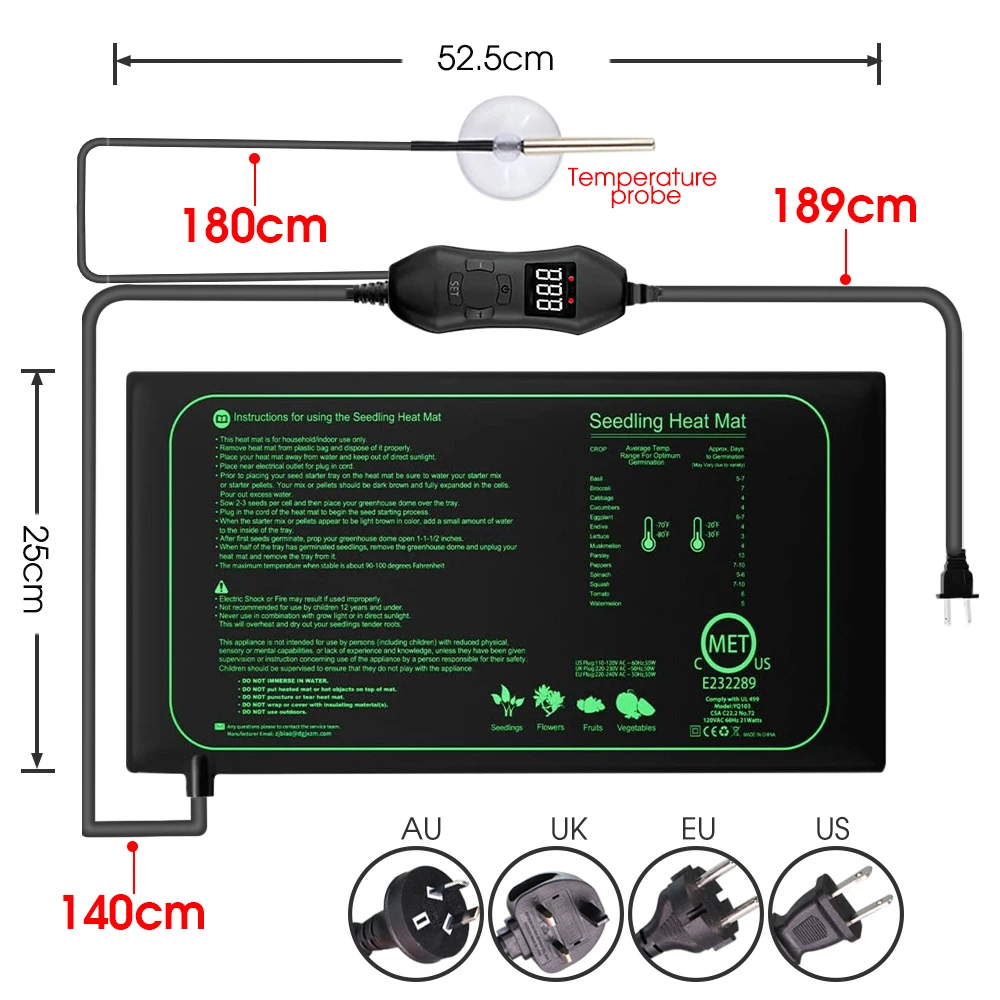 50W EU-US/UK/AU Adjustable The - Seedling Heat Mat 评论和价格